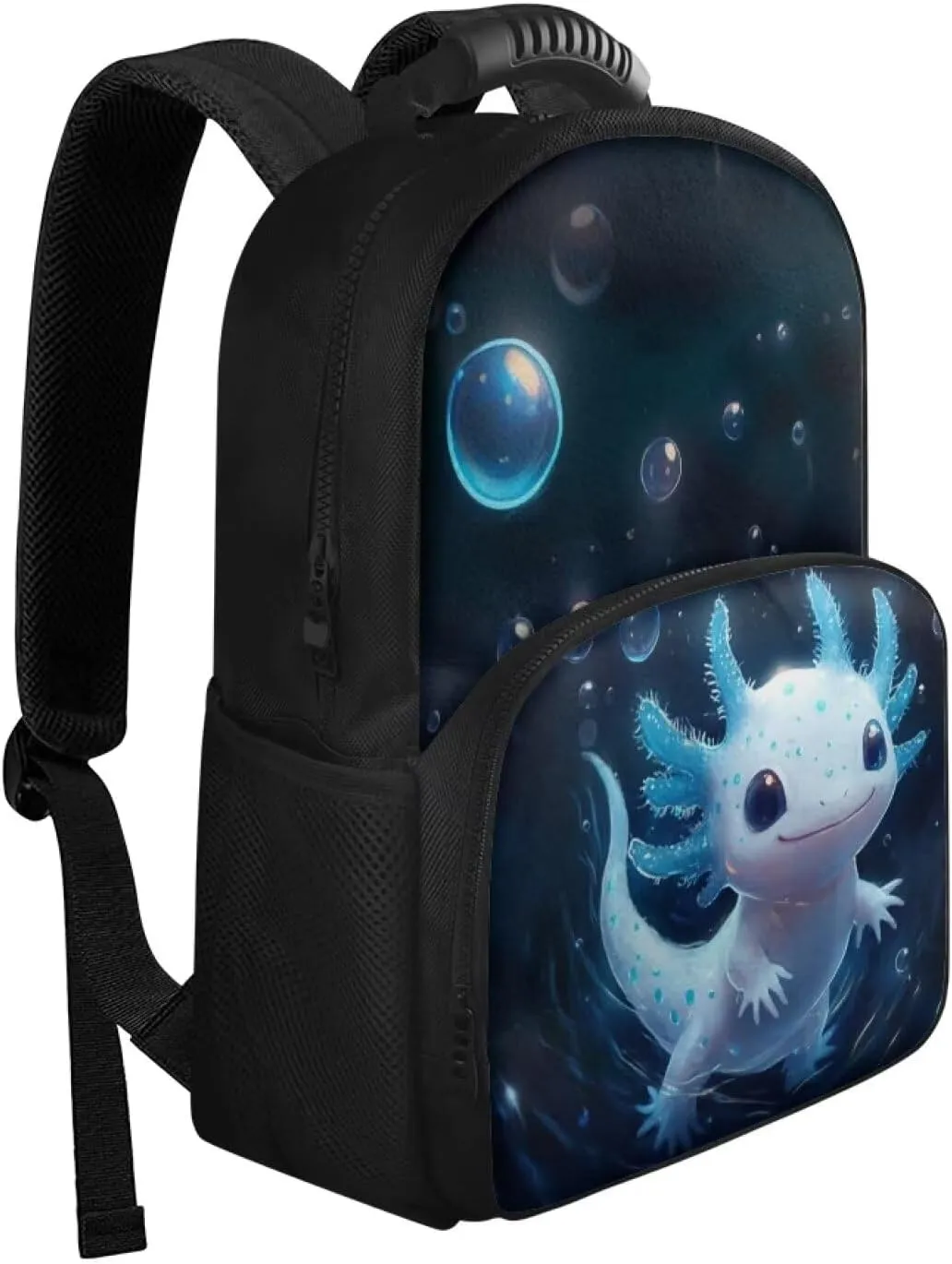 COEQINE Blue Axolotl Backpack with Lunch Box For Women Work Travel Large Capacity Insulated Cooler Backpacks with Lunch Box Protector Laptop Computer