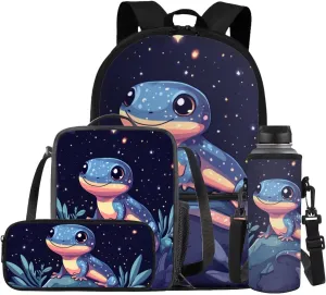 COEQINE Girls Backpack with Lunch Box and Water Bottle Elegant Mushroom for Middle School Bookbag With Sleeve Bookbags 7Th Grade Laptop Shoulder Bag Travel 4 Piece