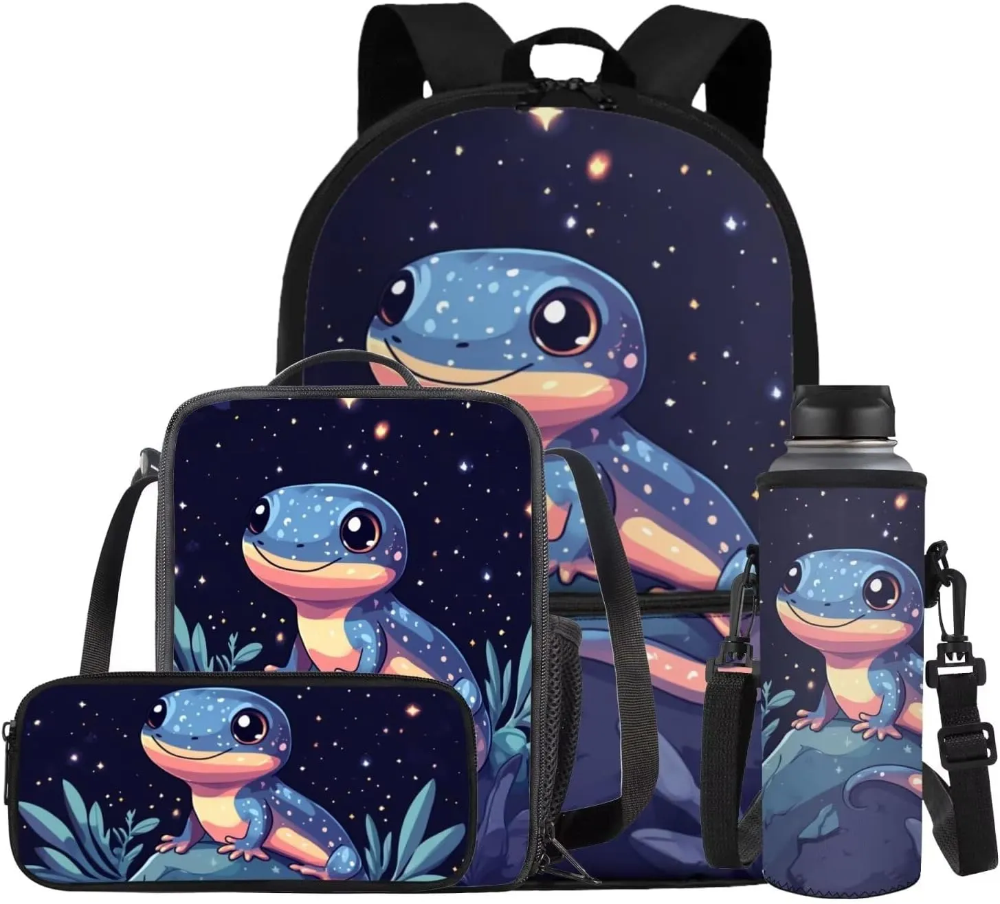 COEQINE Girls Backpack with Lunch Box and Water Bottle Elegant Mushroom for Middle School Bookbag With Sleeve Bookbags 7Th Grade Laptop Shoulder Bag Travel 4 Piece