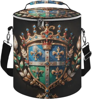 Collapsible Insulated Cooler Bag Crown Shield Headdress Print Leakproof Soft Cooler Bag Round Casserole Carrier for Hot & Cold Food