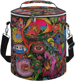 Collapsible Trippy Hippie Mushroom Magic Art Insulated Backpack Cooler for Adults, Leak Proof Insulated Cooling Bag for Hiking Picnic Lunch Camping