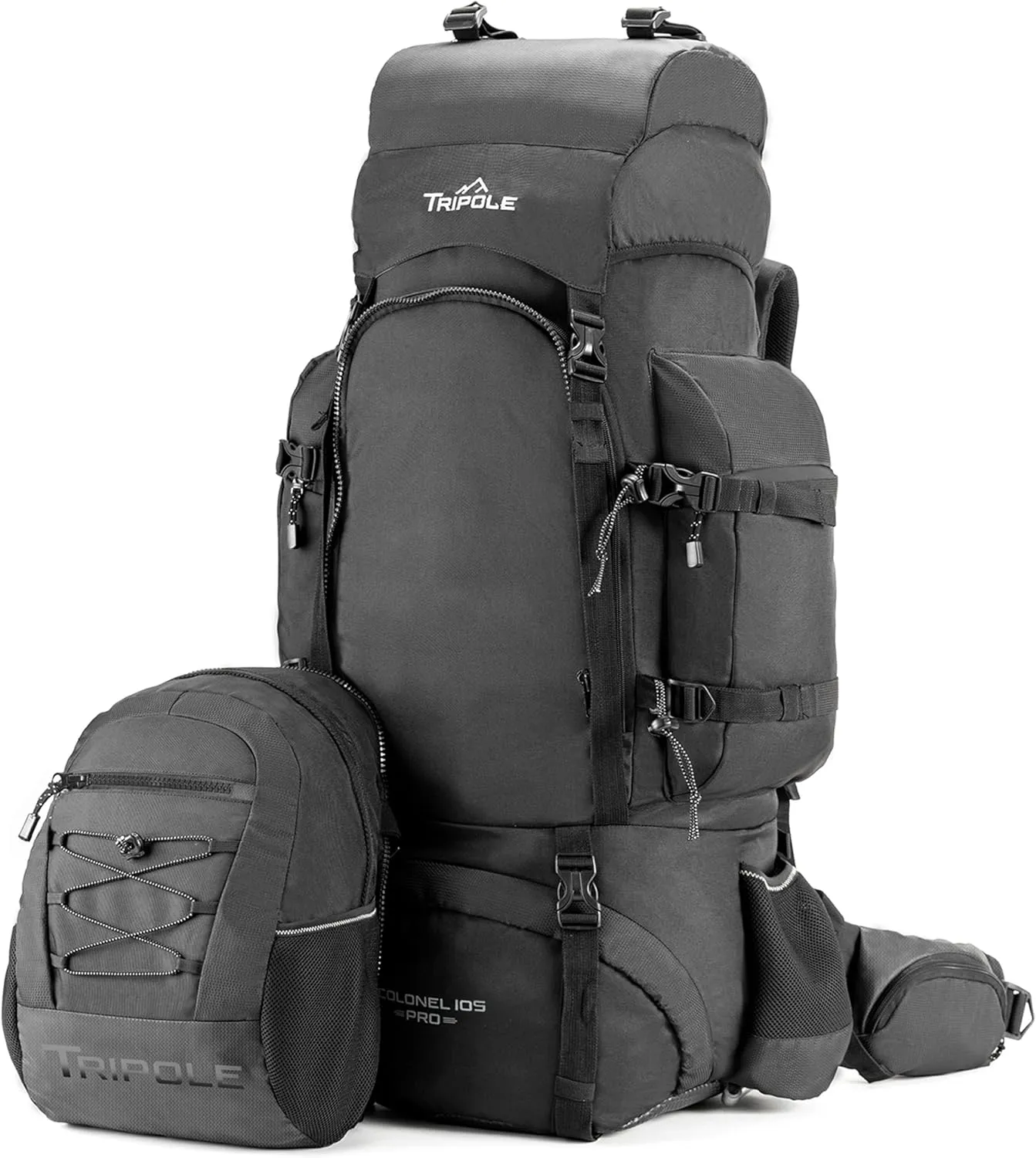 Colonel Pro Metal Frame Rucksack Front Opening Detachable Bag (Black, 105 Litres)