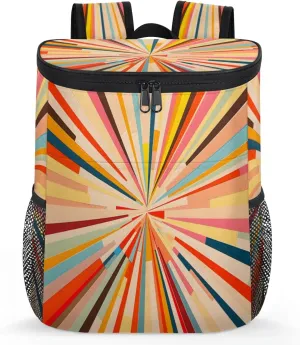 Color Line Segment Small Cooler Backpack Insulated Waterproof Backpack Cooler for Women Leak Proof Soft Beach Cooler Bag Lightweight Ice Chest Picnic Backpack for Travel Camping