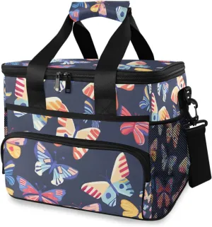 Colorful Butterflies Blue Buterfly Cooler Bag Insulated Cooler Soft Sided Cooler 24 Can Portable Picnic Bag Large Leakproof Lunch Bag Box for Beach Grocery Camping Travel Car Men Women