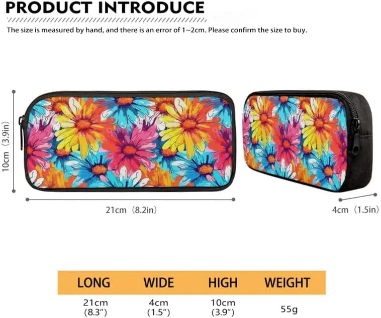 Colorful Daisy Gradient Backpack with Lunch Box Pencil Case Rainbow Flower Fade School Bag Sets for Girls Elementary Pouch Case Back to School Rucksack 3 Pcs