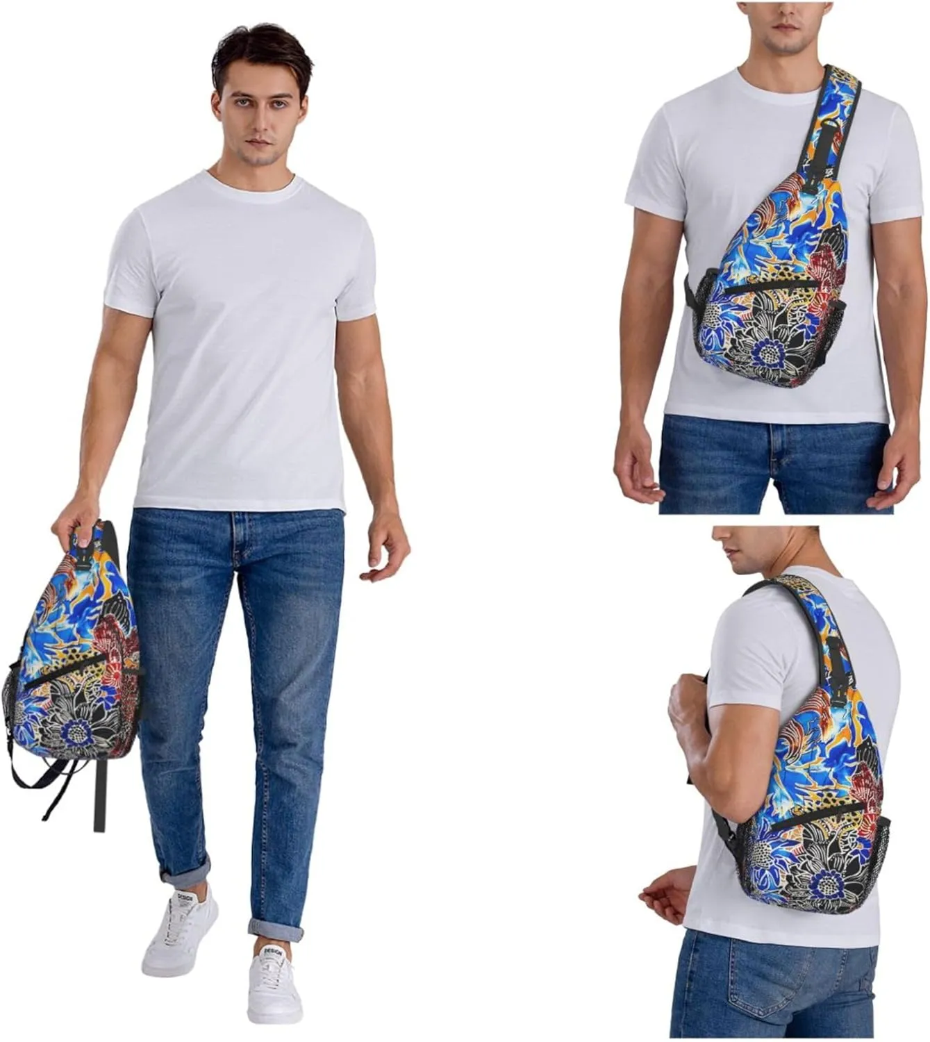 Colorful Sunflower Pattern Sling Backpack Crossbody Bag, Chest Bag Daypack for Outdoors Hiking Traveling