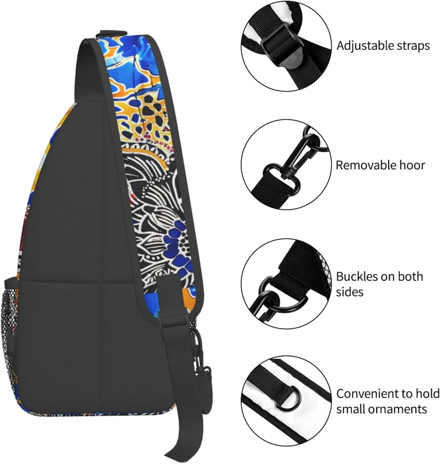 Colorful Sunflower Pattern Sling Backpack Crossbody Bag, Chest Bag Daypack for Outdoors Hiking Traveling