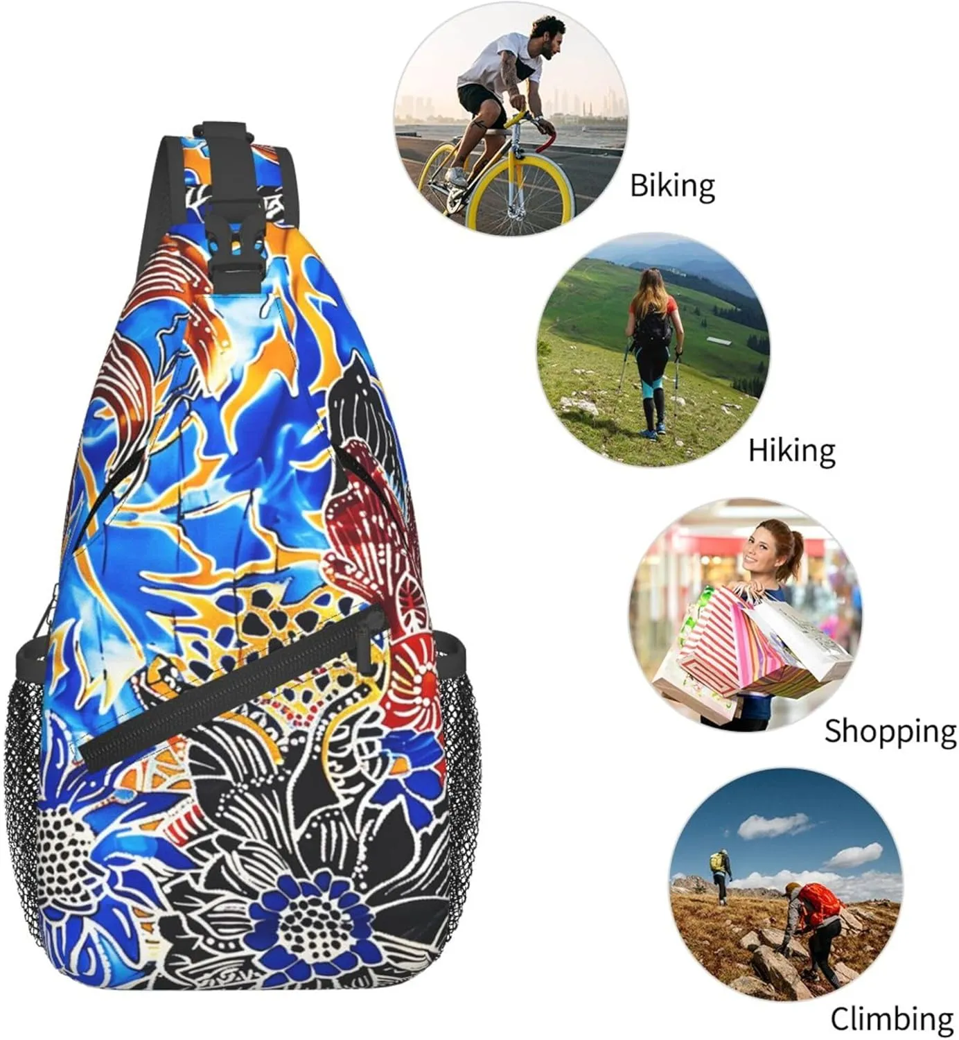 Colorful Sunflower Pattern Sling Backpack Crossbody Bag, Chest Bag Daypack for Outdoors Hiking Traveling