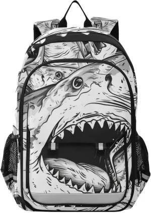Colorless Shark Laptop Backpack for Boys Girls, Bookbag Travel Bag Casual Daypack School Backpack for Students