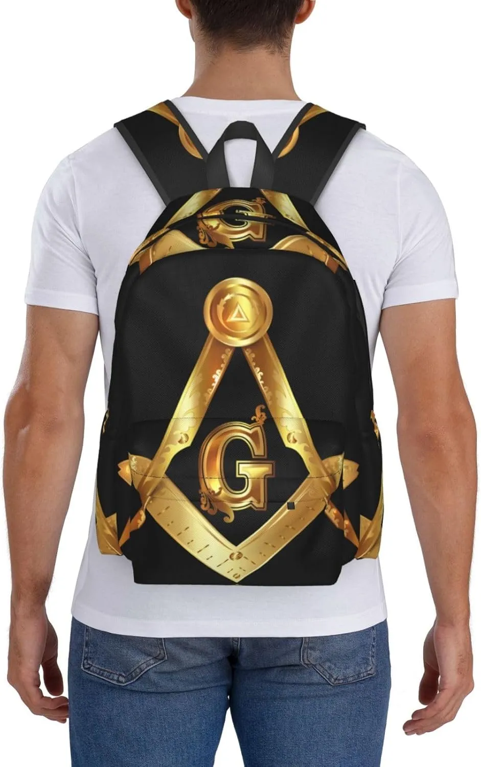 Comfortable Backpack for Women Men, Cute High Bookbag and Large Capacity Backpack with Laptop Compartment, Compatible with Gold Freemason Freemasonry Masonic Sports Gym Rucksack