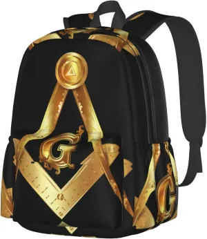 Comfortable Backpack for Women Men, Cute High Bookbag and Large Capacity Backpack with Laptop Compartment, Compatible with Gold Freemason Freemasonry Masonic Sports Gym Rucksack
