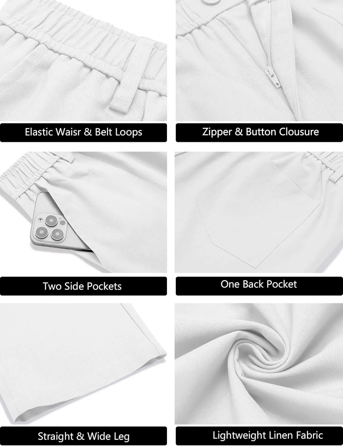 COOFANDY Men's Casual Linen Cotton Pants Elastic Waist Summer Beach Trousers Lightweight Yoga Vacation Pants