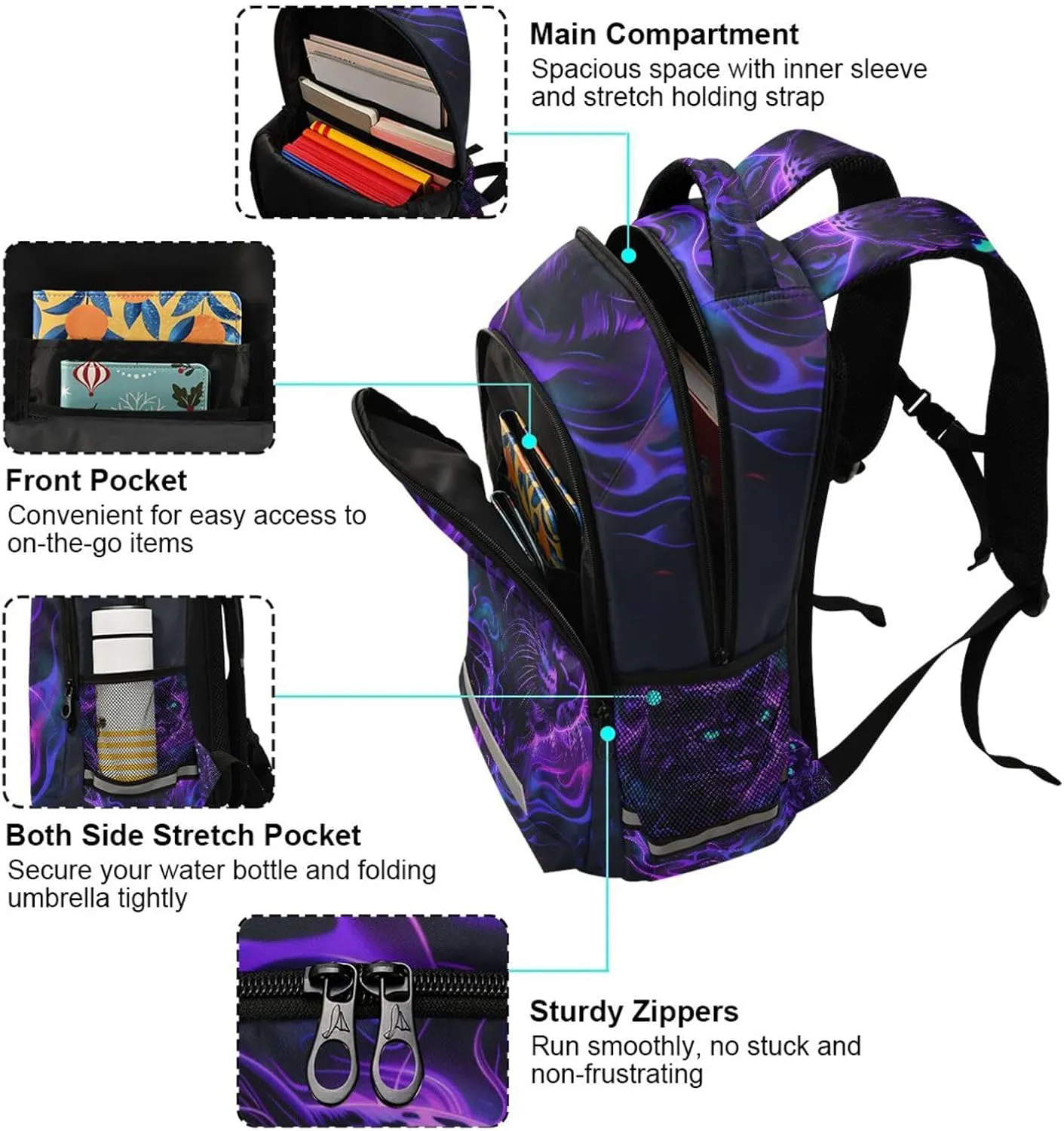Cool Black Leopard Backpack for Boys Girls Kids Elementary Bookbag School Bag Students Daypack Travel Rucksack
