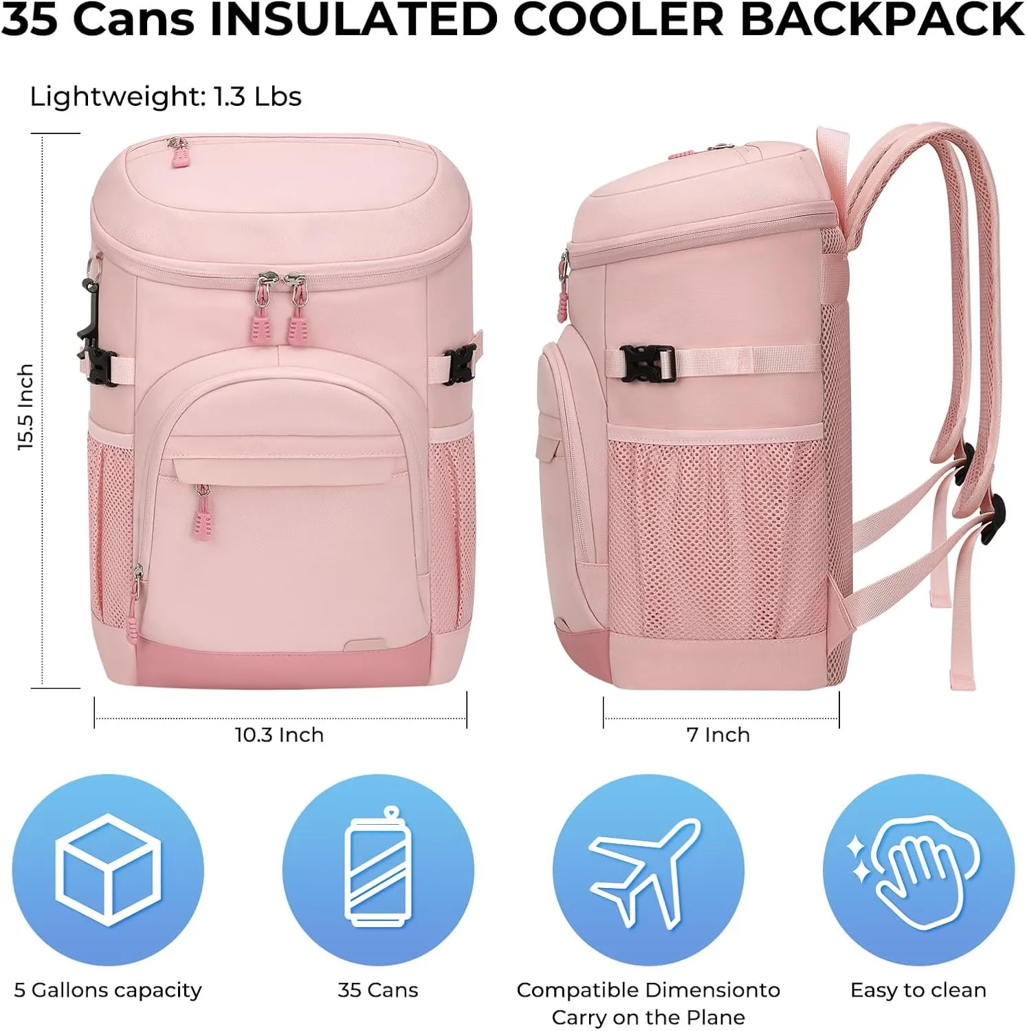Cooler Backpack 35 Cans Soft Backpack Coolers Insulated Leak Proof Beach Cooler Bag for Men Women Waterproof Ice Chest Backpack Lunch Camping Hiking Picnic Travel Cooler Bags