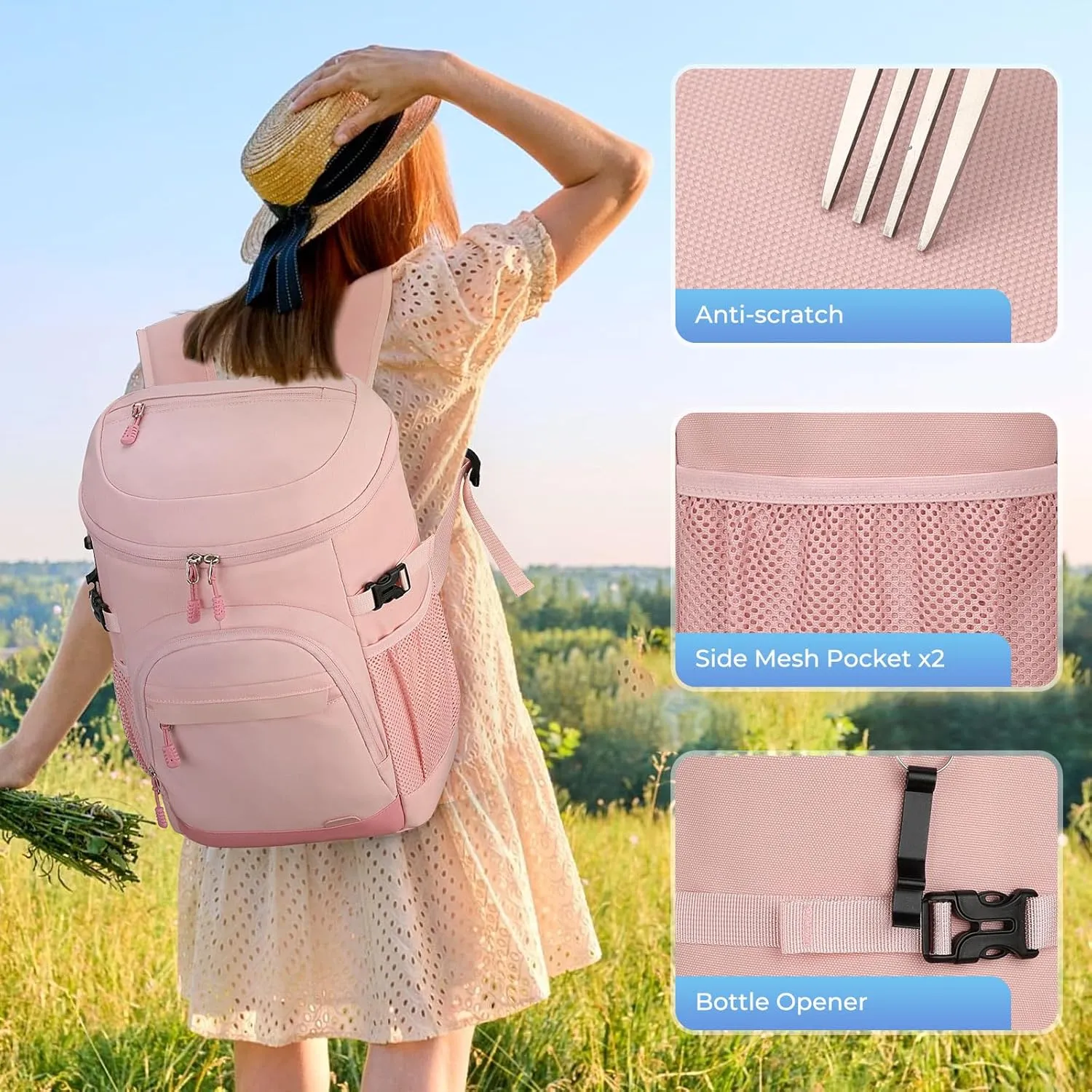 Cooler Backpack 35 Cans Soft Backpack Coolers Insulated Leak Proof Beach Cooler Bag for Men Women Waterproof Ice Chest Backpack Lunch Camping Hiking Picnic Travel Cooler Bags