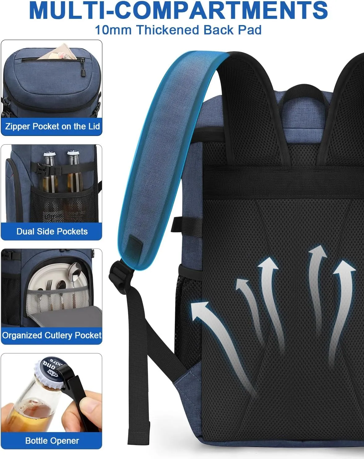 Cooler Backpack for Men Women Insulated Waterproof Backpack Cooler Leak Proof Cooler Bag Lightweight Lunch Backpack for Camping Beach Travel Picnic