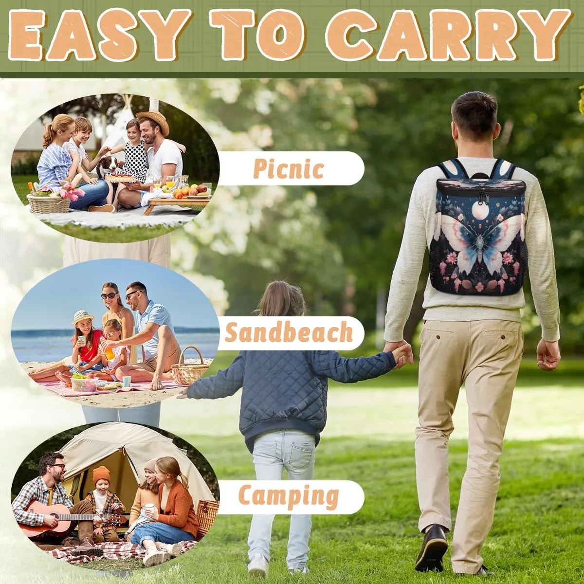 Cooler Backpack Insulated Leakproof Backpack Lightweight Ice Coolers Waterproof Cooler Bag Lunch Backpack for Camping Hiking Picnic for Men Women