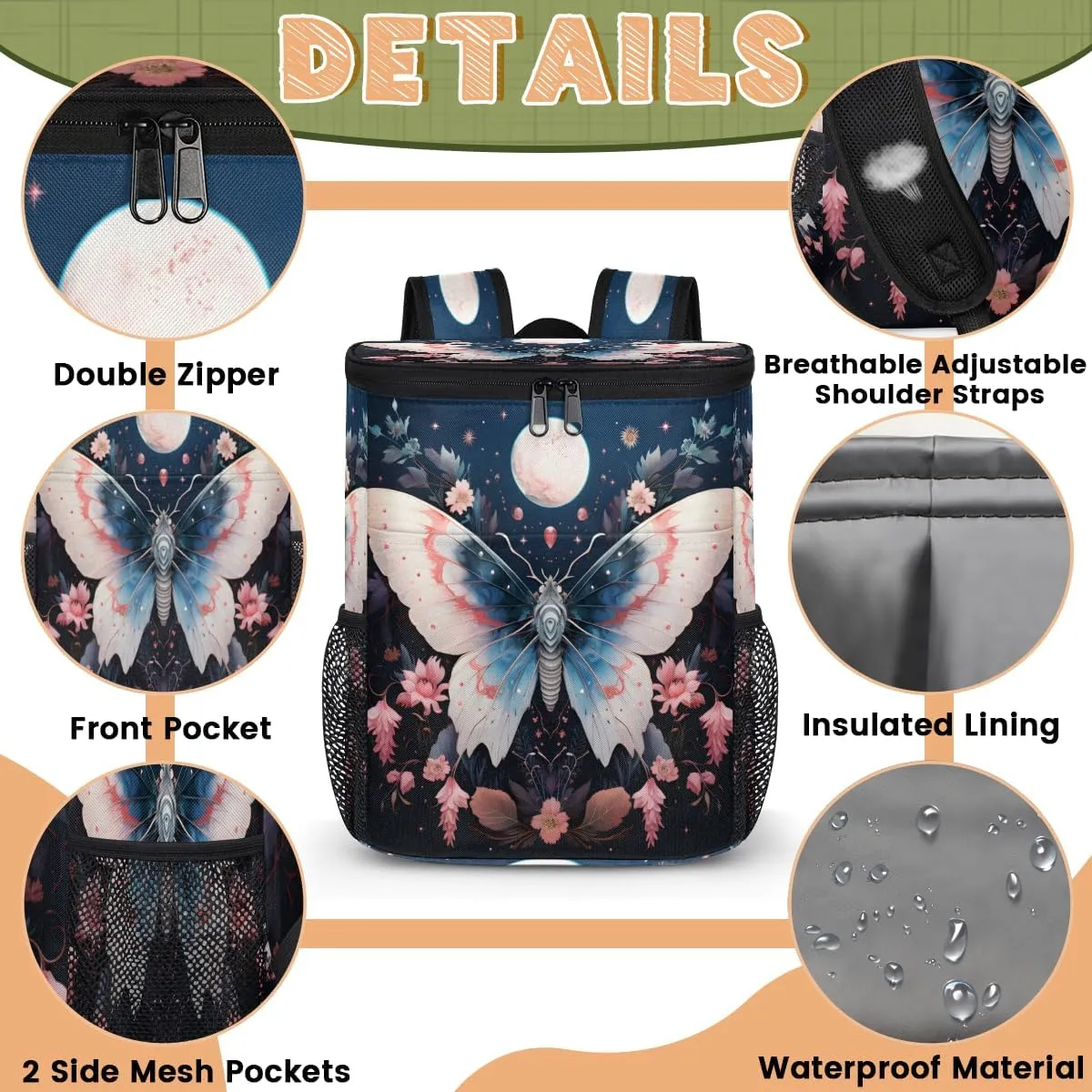 Cooler Backpack Insulated Leakproof Backpack Lightweight Ice Coolers Waterproof Cooler Bag Lunch Backpack for Camping Hiking Picnic for Men Women