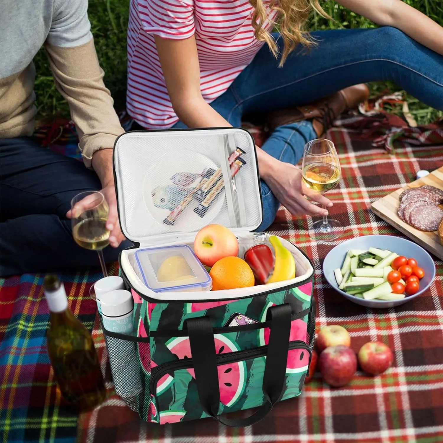 Cooler Bag Insulated Picnic Bag Large Lunch Box Reusable Tote Bag Soft Sided Portable Beach Cooler Grocery Camping