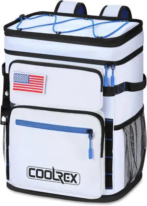 COOLREX Large Backpack Cooler 36 Can Cooler Backpack with 2 Insulated Compartments Leak Proof Waterproof Travel Backpack, Camping Beach Picnic Lunch Thermal Bag for Women and Men