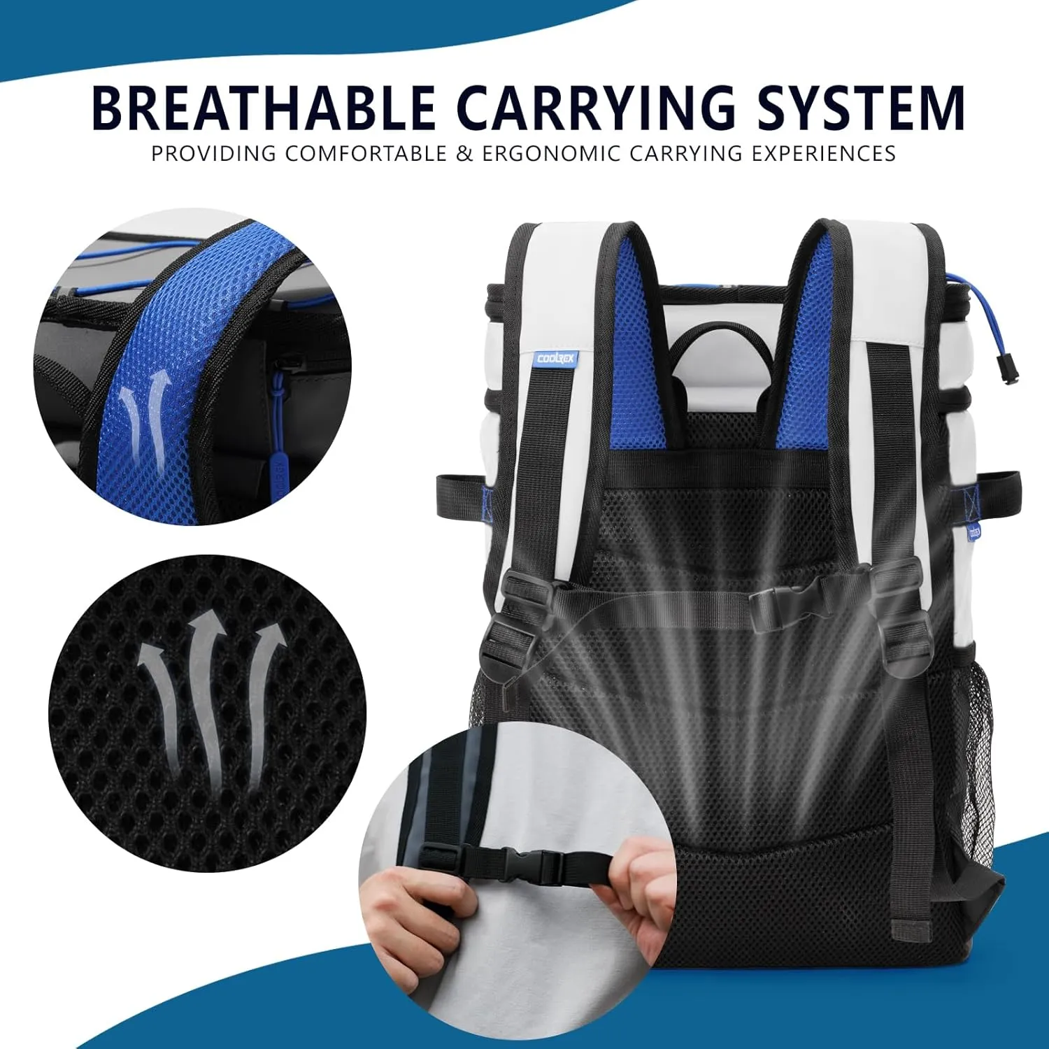 COOLREX Large Backpack Cooler 36 Can Cooler Backpack with 2 Insulated Compartments Leak Proof Waterproof Travel Backpack, Camping Beach Picnic Lunch Thermal Bag for Women and Men