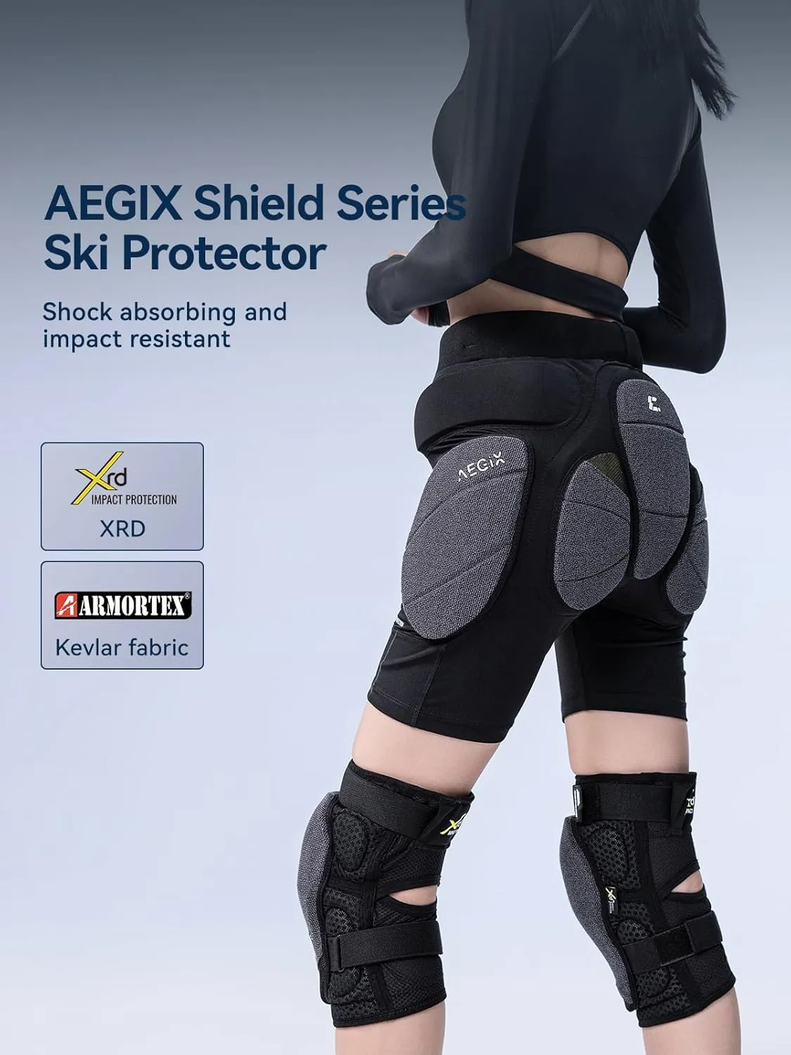 COPOZZ XRD Padded Shorts, Protective Hip Butt Pads, Crash Pad for ski Snowboarding Skating Skateboard for Men Women Youth