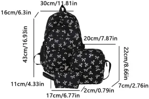 Coquette Bow Backpack - Cute Kawaii Backpack Set Aesthetic Daypack Bow Rucksack (A03 Bow Black)
