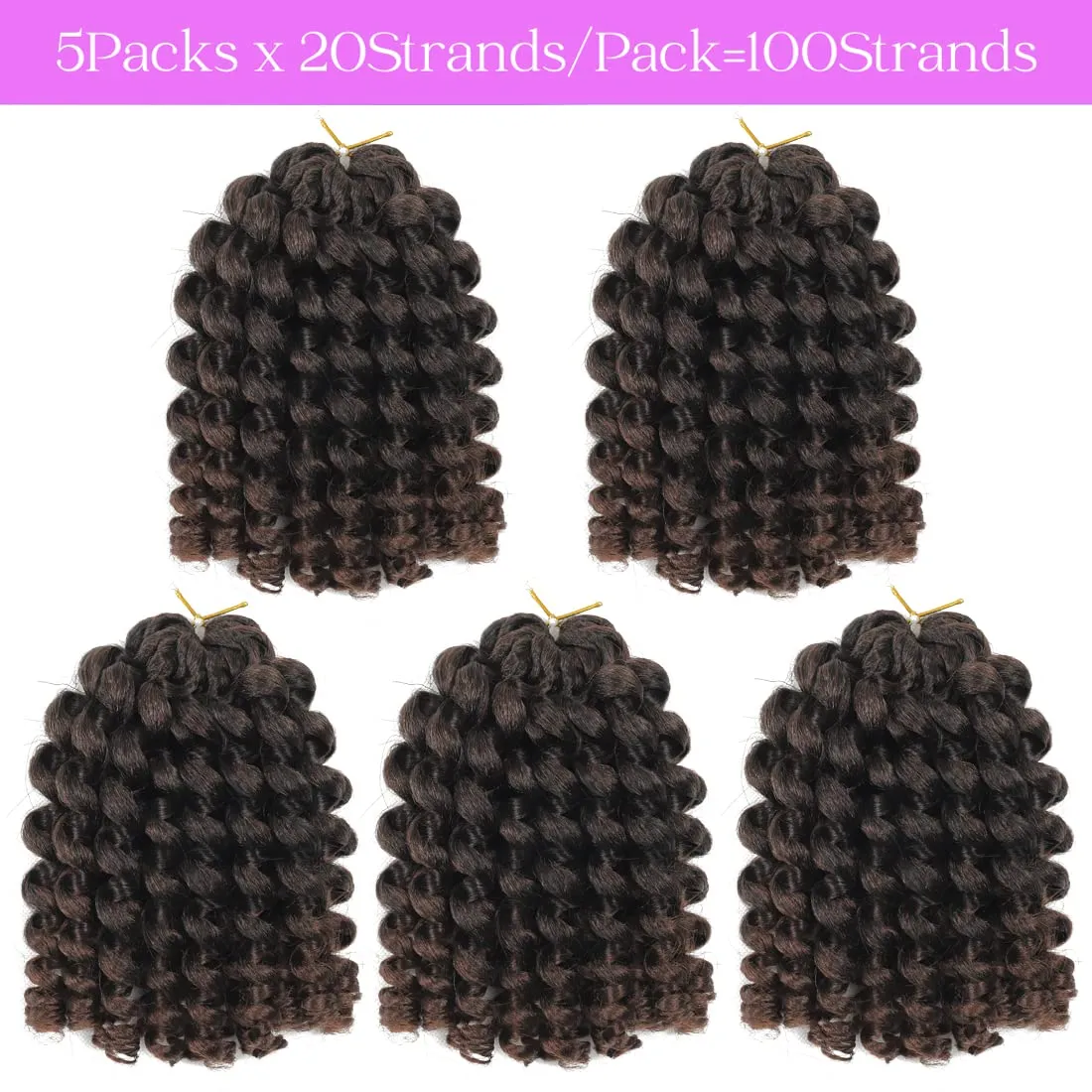 Crochet Braids Hair 8 Inch 5 Pack Jamaican Bounce Wand Curl Crochet Hair Synthetic Braiding Hair Extension Twist Crochet Hair (8 Inch (Pack of 5), T30)