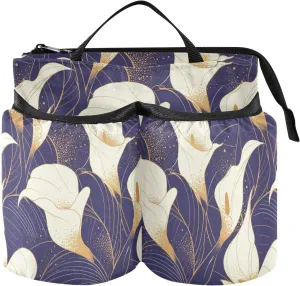 Cup Holder Luggage Upgraded Chic Purple Calla Lily Vintage Holder with Handle Travel Accessories Gift Drink Beverages Caddy Coffee