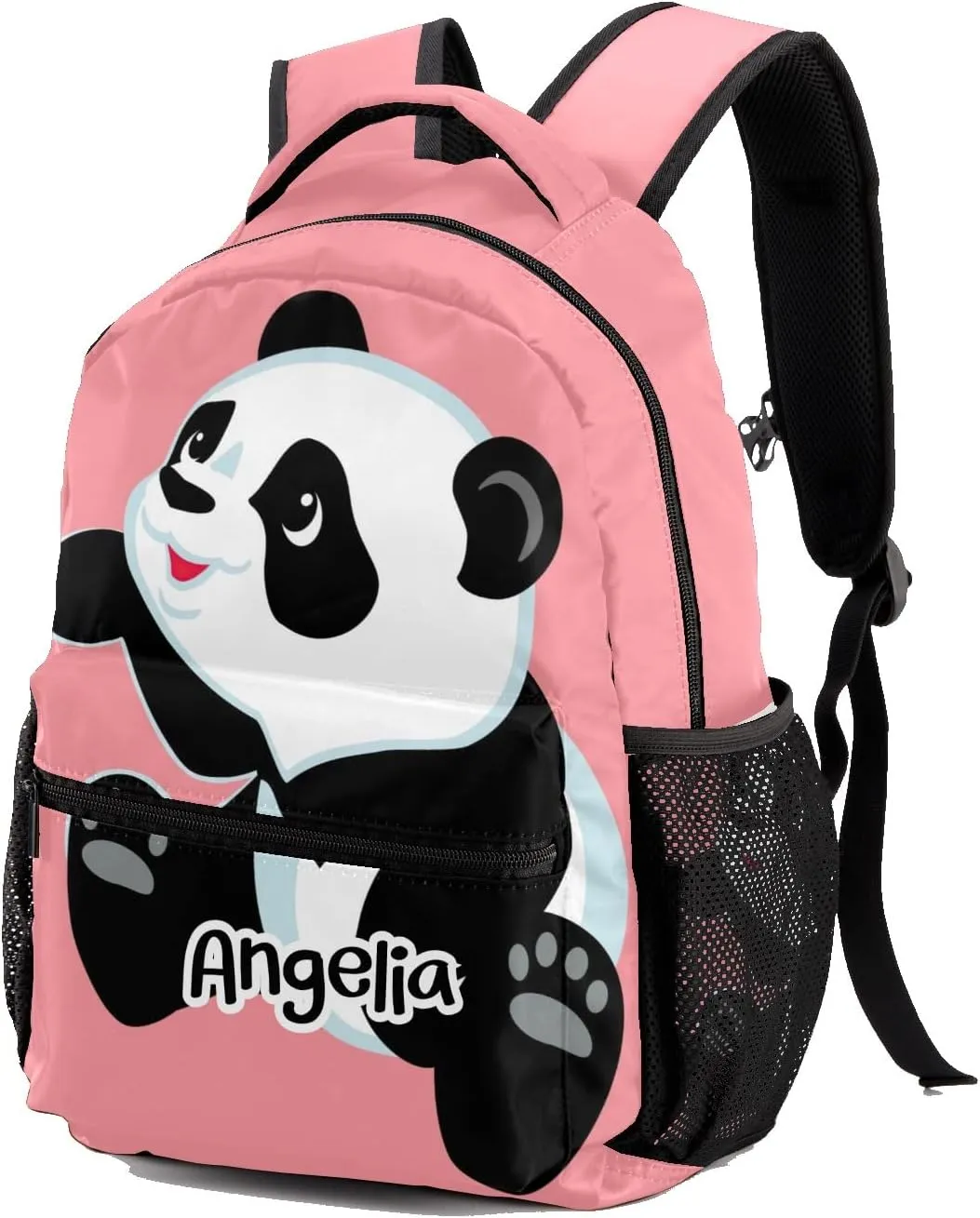 Custom Kids Backpack, Personalized Student School Bags for Boys & Girls, Bookbags for Travel Cute Panda Pink