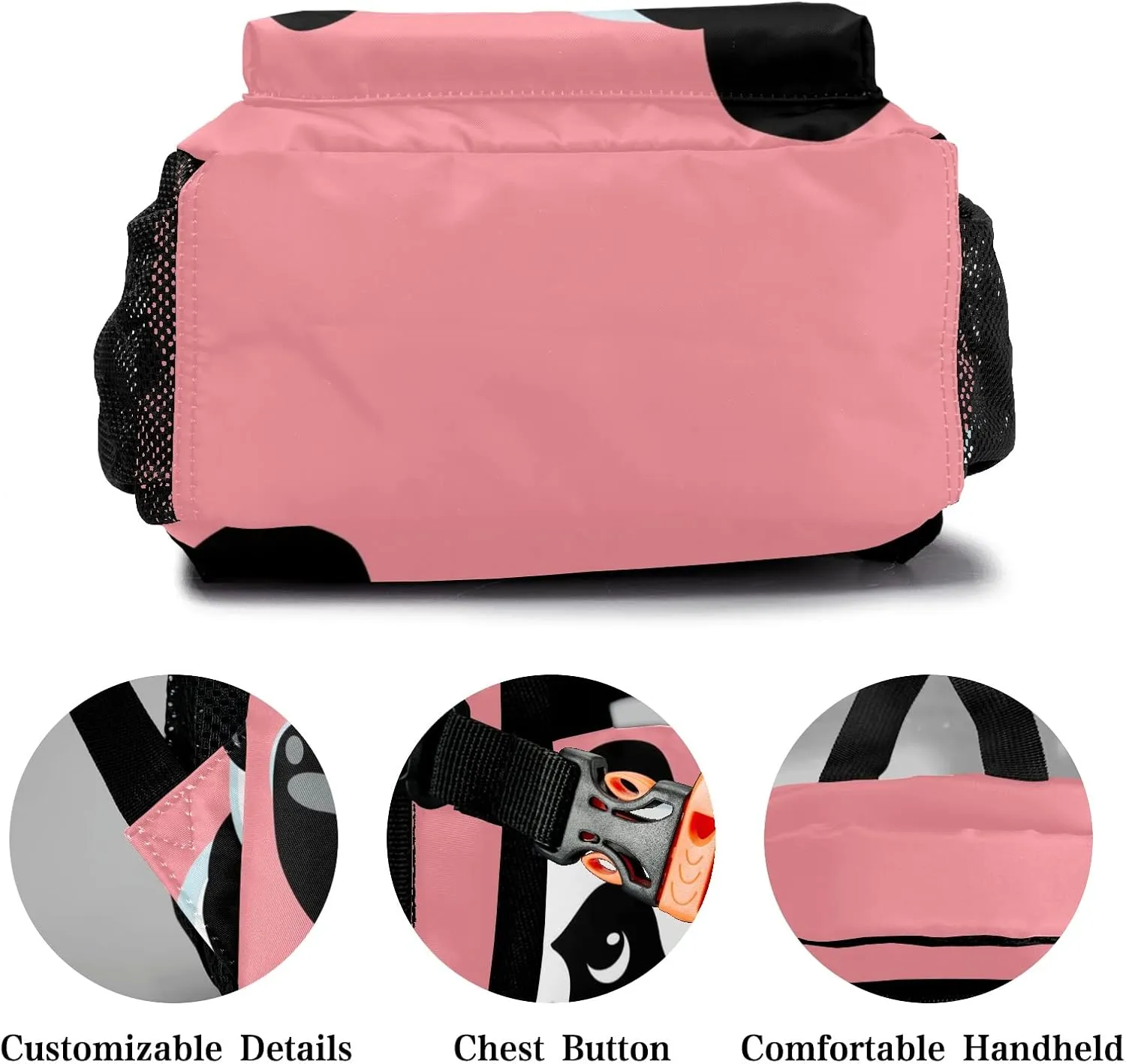 Custom Kids Backpack, Personalized Student School Bags for Boys & Girls, Bookbags for Travel Cute Panda Pink