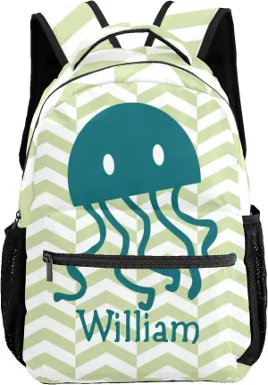 Custom Kids Backpack, Personalized Student School Bags for Boys & Girls, Bookbags for Travel Jellyfish