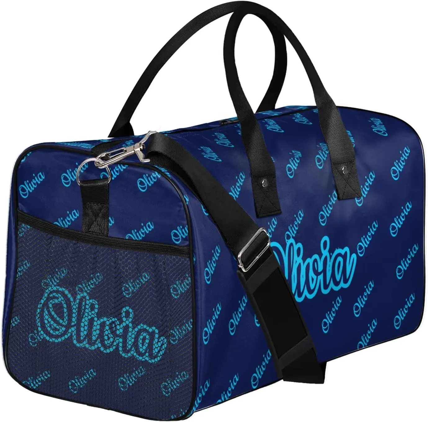 Custom Sport Duffel Bags Personalized Travel Overnight Bag Waterproof Customized Dance Bag Lightweight Carry-On Tote for Women Men 17.4in, Dark Blue