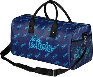 Custom Sport Duffel Bags Personalized Travel Overnight Bag Waterproof Customized Dance Bag Lightweight Carry-On Tote for Women Men 17.4in, Dark Blue