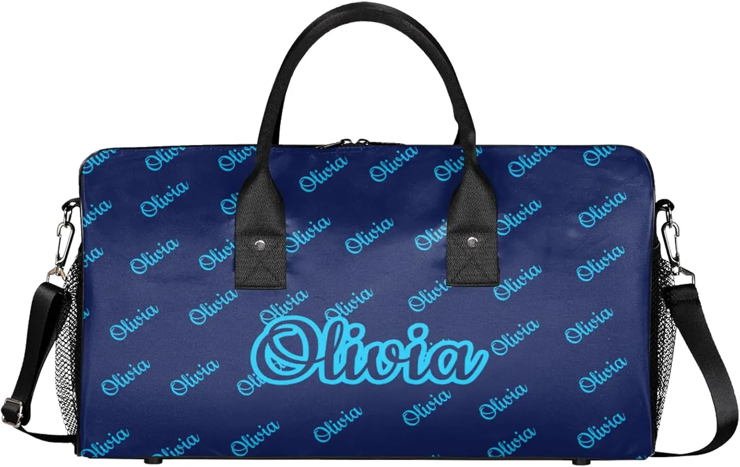 Custom Sport Duffel Bags Personalized Travel Overnight Bag Waterproof Customized Dance Bag Lightweight Carry-On Tote for Women Men 17.4in, Dark Blue