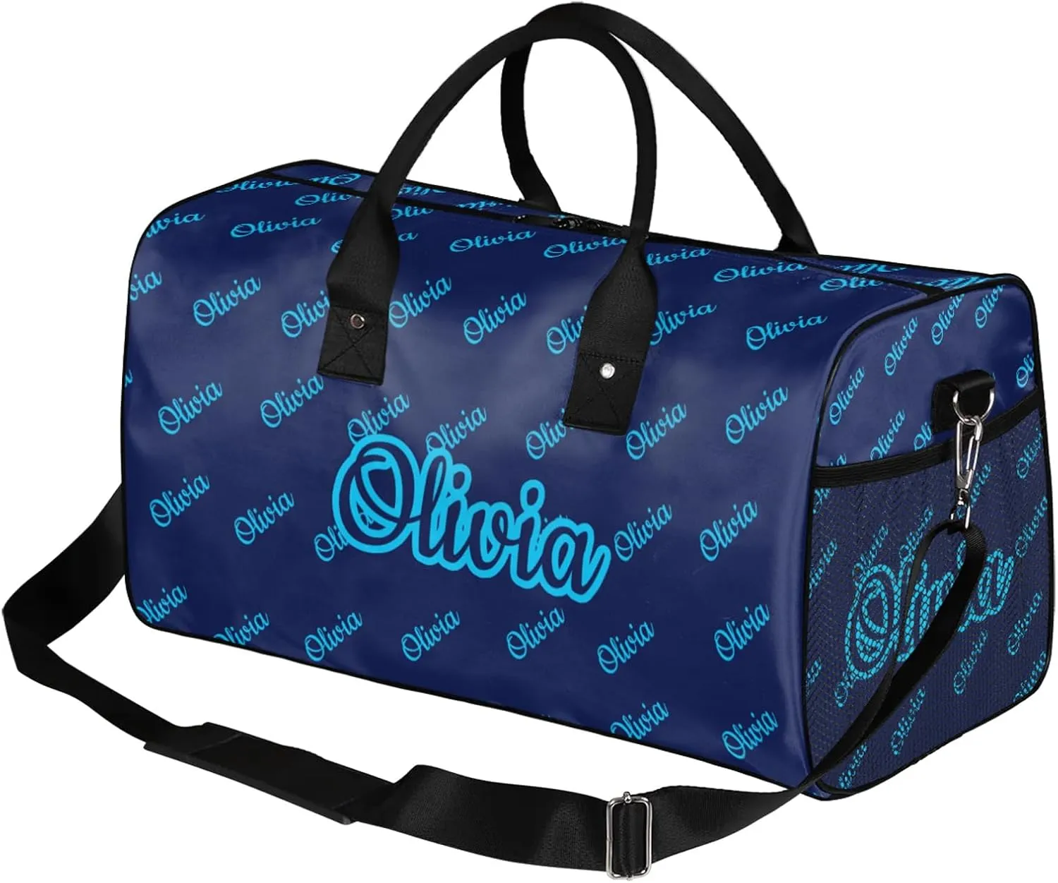 Custom Sport Duffel Bags Personalized Travel Overnight Bag Waterproof Customized Dance Bag Lightweight Carry-On Tote for Women Men 17.4in, Dark Blue