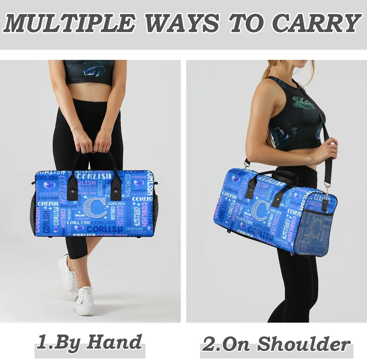 Custom Sports Tote Duffle Bag for Women Men Weekender Travel Bag Carry on Overnight for Sports Hospital Camping Gym