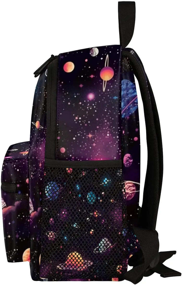 Custom Toddler Backpack Boy Girl Personalized Kids Backpack with Name, Space Galaxy Constellation Planet Pattern Preschool Bag with Chest Strap, Nursery Rucksack for Kindergarten Kids Gift
