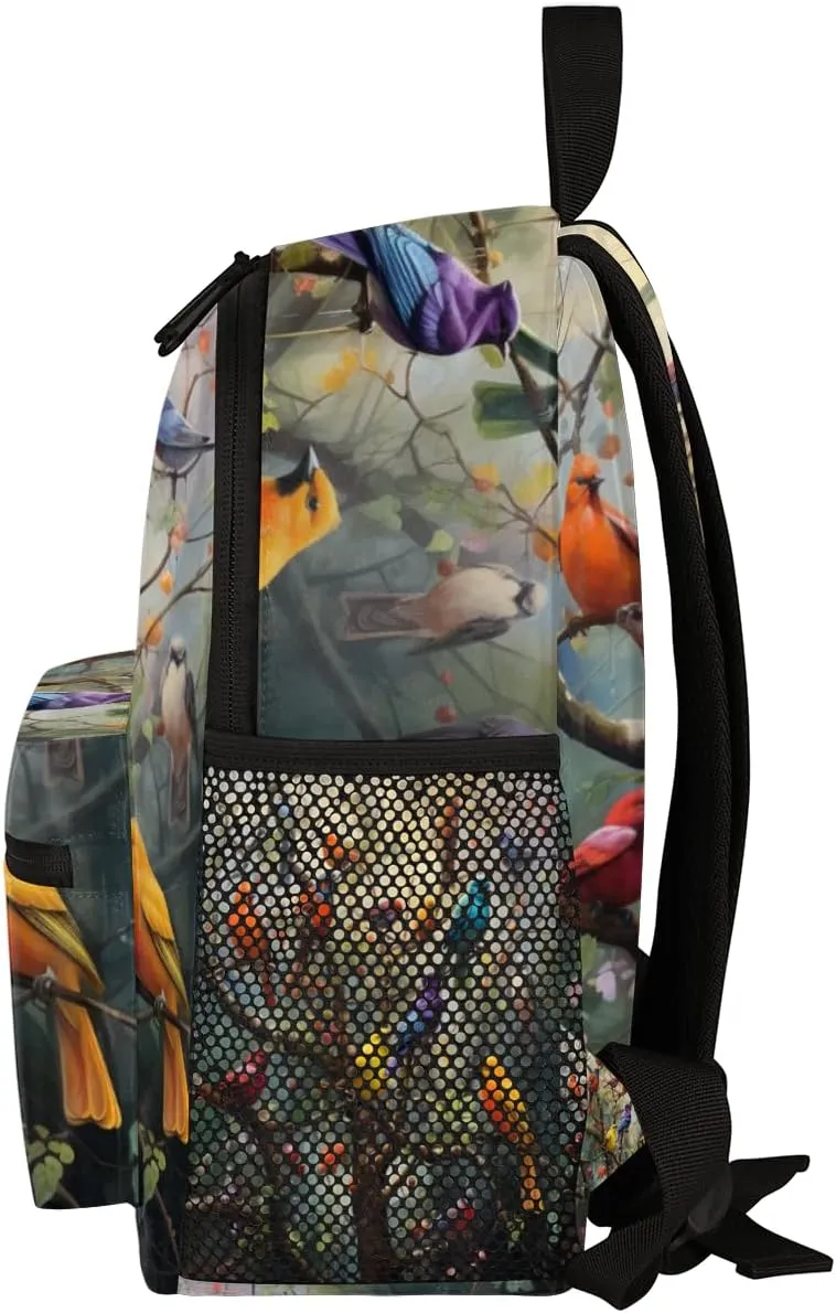 Custom Toddler Backpack for Boy Girl Personalized Kids Backpack with Name, Colorful Birds Tree Branch Preschool Bag with Chest Strap, Nursery Rucksack for Kindergarten Children Kids Gift