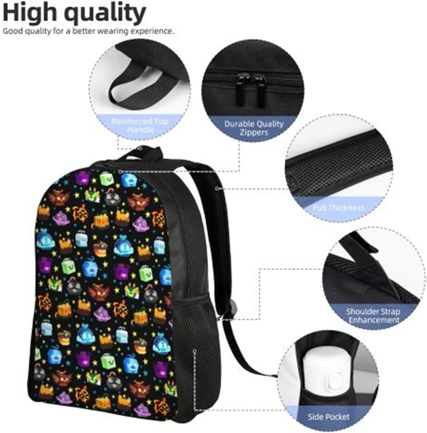 Cute cartoon blox fruits Elementary Daypacks Backpacks Set With Lunch Bag College Bookbag Laptop Bags Study Travel Work, Game 26