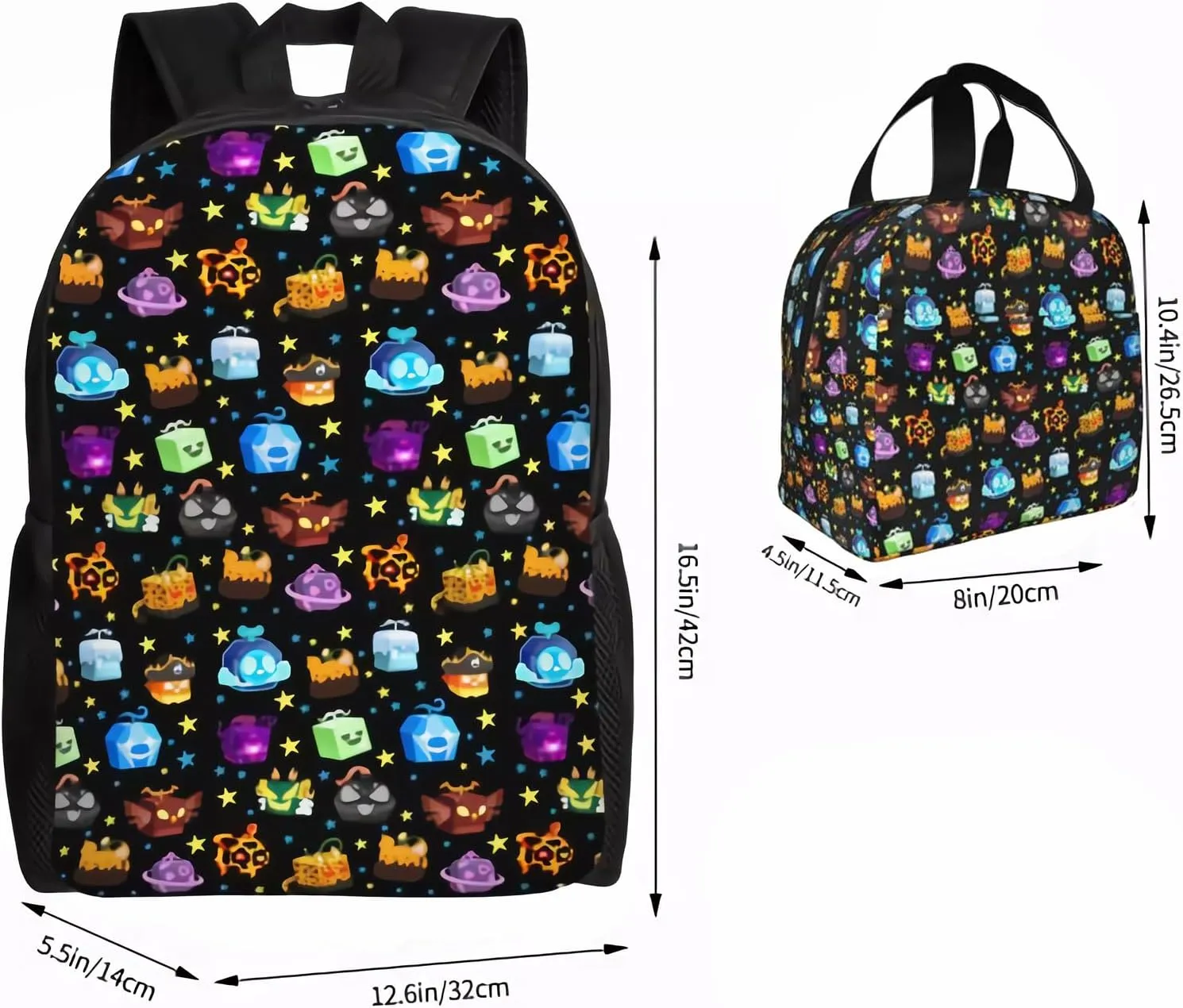 Cute cartoon blox fruits Elementary Daypacks Backpacks Set With Lunch Bag College Bookbag Laptop Bags Study Travel Work, Game 26