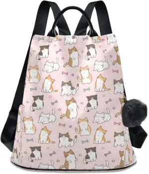 Cute Cat Design Fashion Backpack Purse for Women Back Zipper Pocket Design