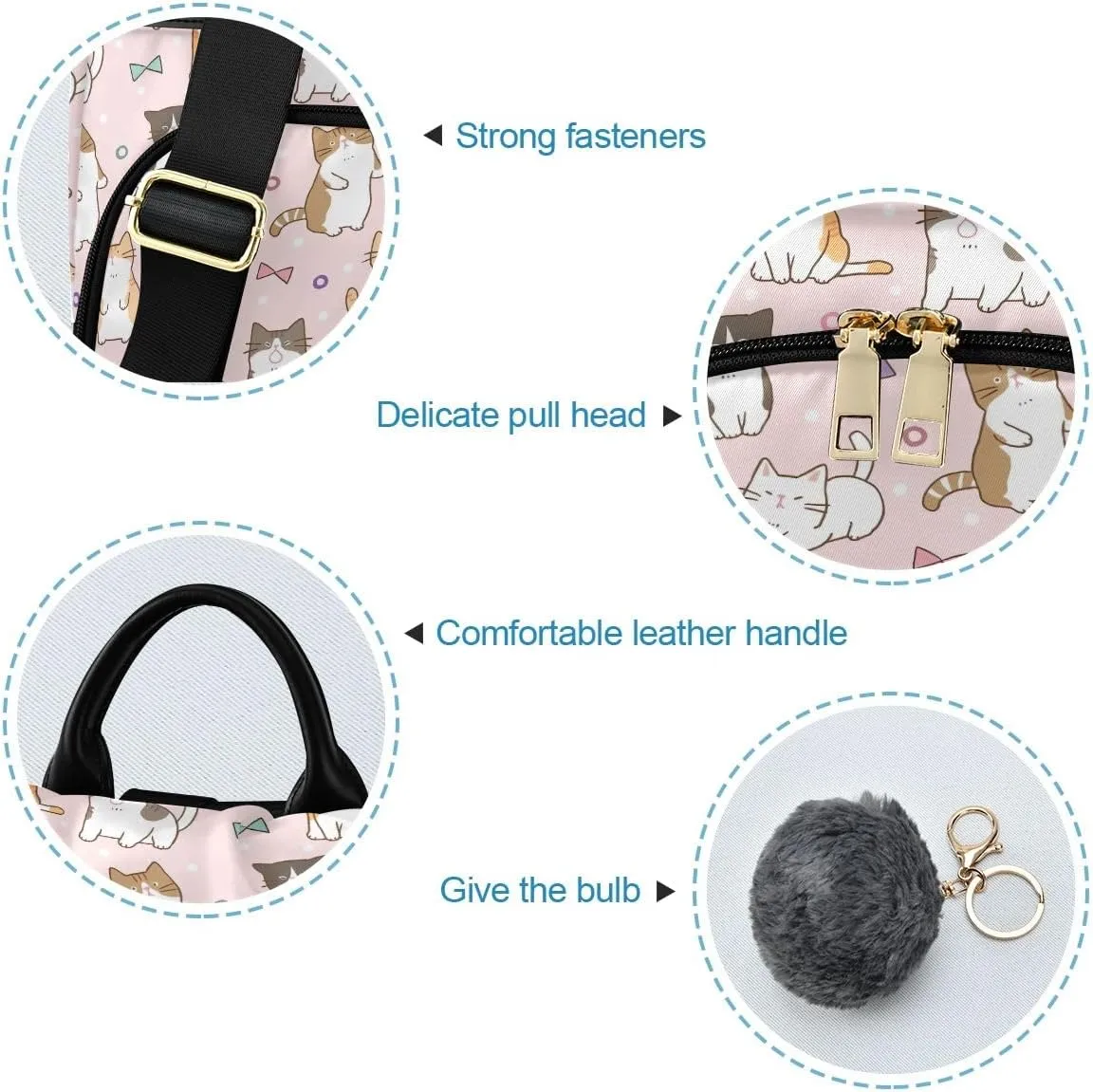 Cute Cat Design Fashion Backpack Purse for Women Back Zipper Pocket Design