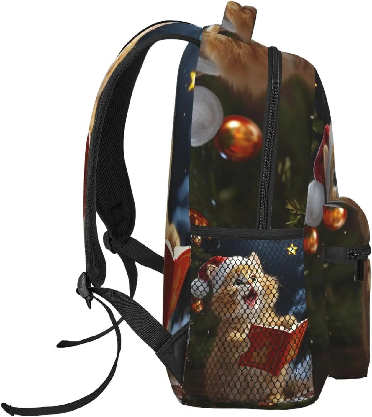 Cute Cat Sing Christmas Carols Backpack Lightweight Laptop Backpack Travel Rucksack for Men Women Canvas Daypack