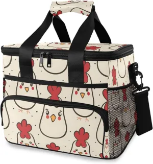 Cute Chicken Farm Animal Cooler Bag Insulated Cooler Soft Sided Cooler 24 Can Portable Picnic Bag Large Leakproof Lunch Bag Box for Beach Grocery Camping Travel Car Men Women