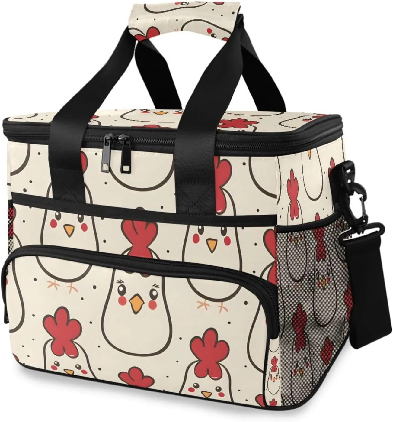 Cute Chicken Farm Animal Cooler Bag Insulated Cooler Soft Sided Cooler 24 Can Portable Picnic Bag Large Leakproof Lunch Bag Box for Beach Grocery Camping Travel Car Men Women
