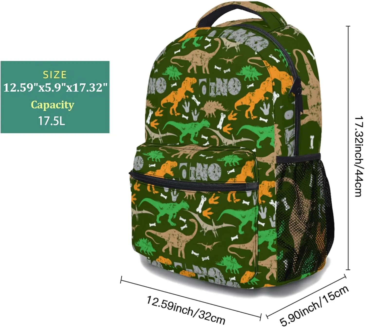 Cute Dinosaur Ergonomics Backpack Waterproof Cartoon Travel Bags Casual Daypacks Notebook Laptop 17 Inch