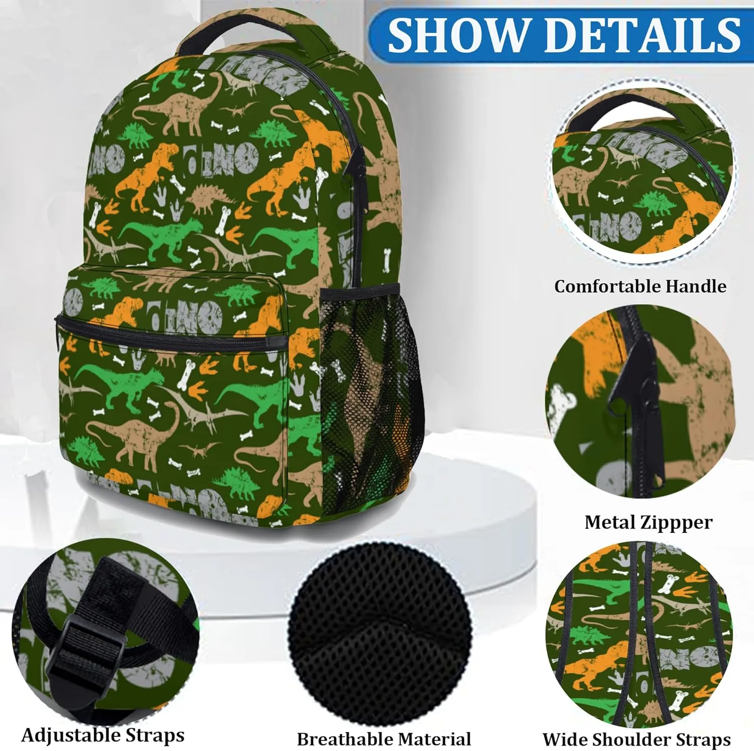 Cute Dinosaur Ergonomics Backpack Waterproof Cartoon Travel Bags Casual Daypacks Notebook Laptop 17 Inch