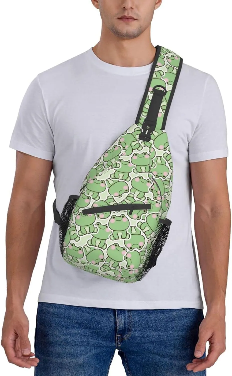 Cute Frog Sling Backpack Multipurpose Chest Bag Hiking Travel Daypack Crossbody Shoulder Bag Outdoor Unisex
