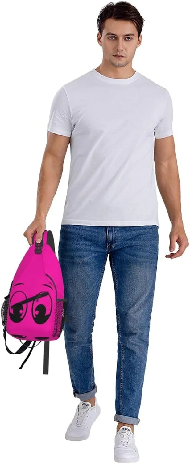 Cute Funny Cartoon Sketch Eyes Crossbody Bag Cross Chest Bag Adjustable Sling Backpack Sports Gym Shoulder Bags Travel Cycling Daypack Diagonally Casual Rucksack
